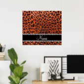 Aangepaste naam oranje glitterblad afdrukken poster (Thuiskantoor)