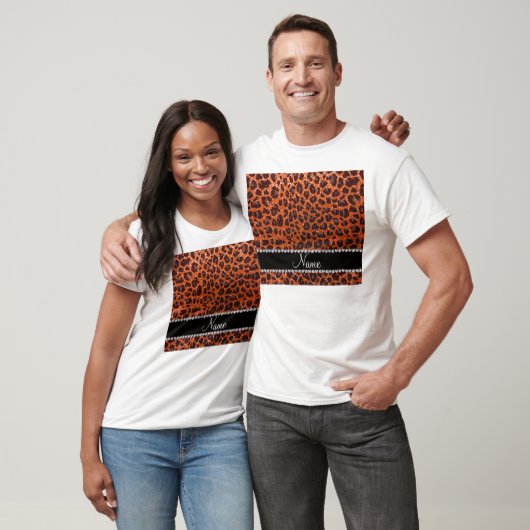Aangepaste naam oranje glitterblad afdrukken t-shirt (Unisex)