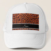 Aangepaste naam oranje glitterblad afdrukken trucker pet (Voorkant)