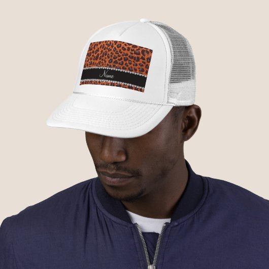 Aangepaste naam oranje glitterblad afdrukken trucker pet (In situ)