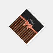 Aangepaste naam oranje glitterstrips servetten (Hoek)