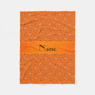 Aangepaste naam oranje hockeypatroon fleece deken