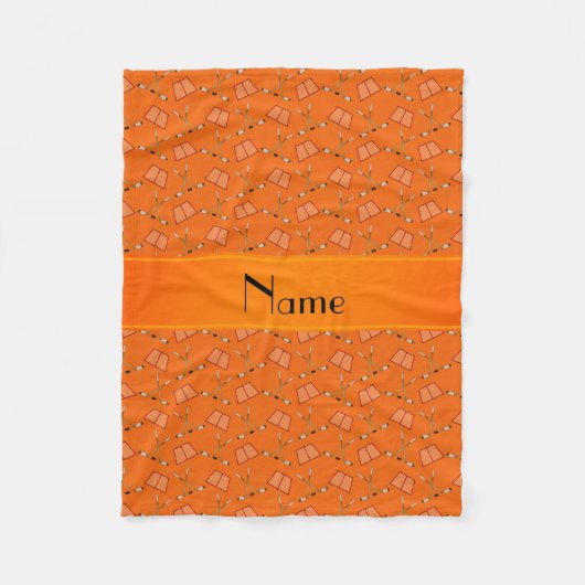 Aangepaste naam oranje hockeypatroon fleece deken (Voorkant)