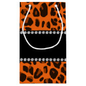 Aangepaste naam oranje leopard patroon klein cadeauzakje (Achterkant)