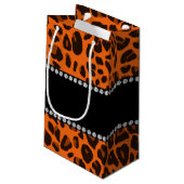 Aangepaste naam oranje leopard patroon klein cadeauzakje (Achterkant Gekanteld)