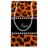 Aangepaste naam oranje leopard patroon klein cadeauzakje (Voorkant)