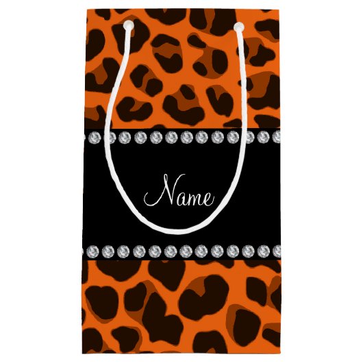 Aangepaste naam oranje leopard patroon klein cadeauzakje (Voorkant)