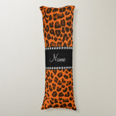 Aangepaste naam oranje leopard patroon lichaamskussen (Voorkant Verticaal)