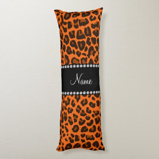 Aangepaste naam oranje leopard patroon lichaamskussen (Achterkant (Verticaal))