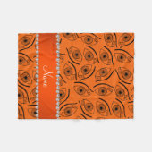 Aangepaste naam oranje oogpatroon fleece deken (Voorkant (Horizontaal))