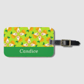 Aangepaste naam oranje peren op groen bagagelabel (Voorkant (horizontaal))