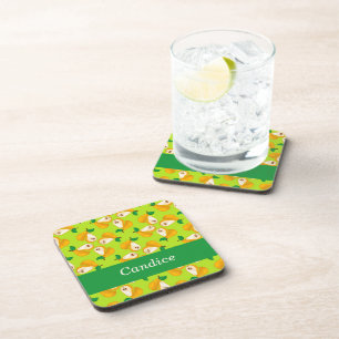 Aangepaste naam oranje peren op groen bier onderzetter