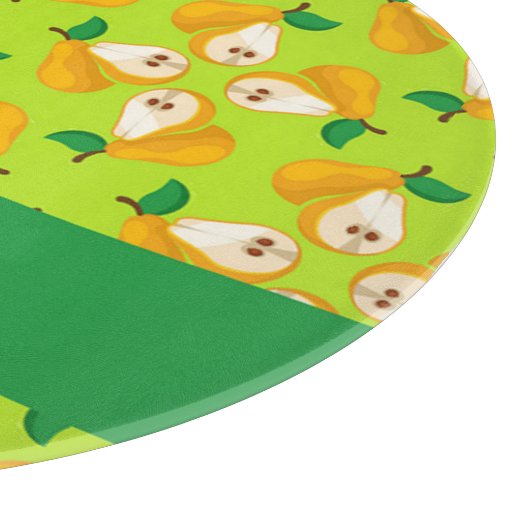 Aangepaste naam oranje peren op groen snijplank (Hoek)