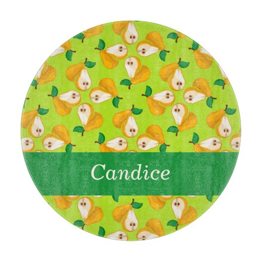 Aangepaste naam oranje peren op groen snijplank (Voorkant)