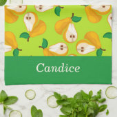 Aangepaste naam oranje peren op groen theedoek (Gevouwen)