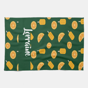 Aangepaste naam oranje plakken en consumptie-ijs theedoek