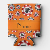 Aangepaste naam oranje pokerchips blikjeskoeler (Voorkant)