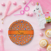 Aangepaste naam oranje pokerchips papieren bordje (Feest)