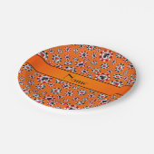 Aangepaste naam oranje pokerchips papieren bordje (Gekanteld)