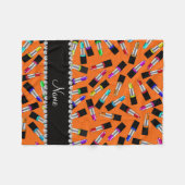 Aangepaste naam oranje regenbooglippenstift fleece deken (Voorkant (Horizontaal))