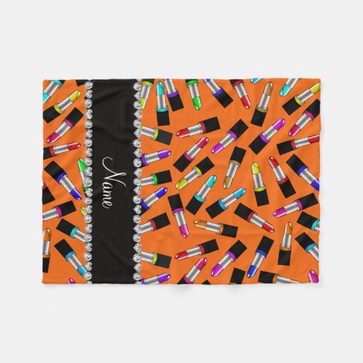 Aangepaste naam oranje regenbooglippenstift fleece deken (Voorkant (Horizontaal))