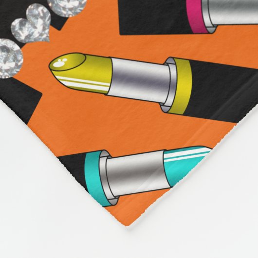 Aangepaste naam oranje regenbooglippenstift fleece deken (Hoek)