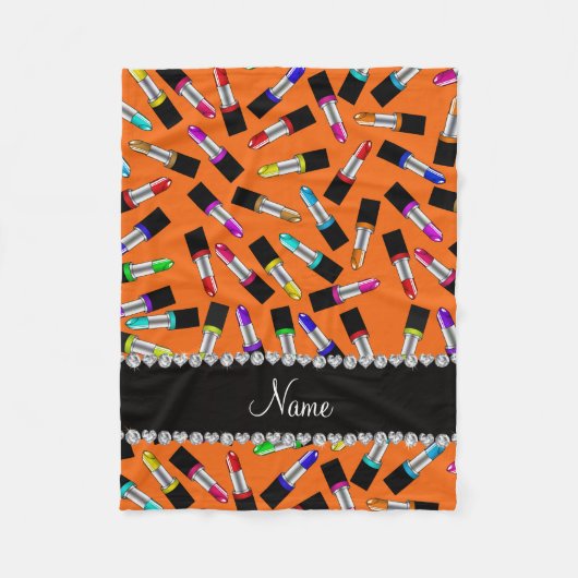 Aangepaste naam oranje regenbooglippenstift fleece deken (Voorkant)