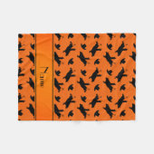 Aangepaste naam oranje rodeo bull-rijpatroon fleece deken (Voorkant (Horizontaal))