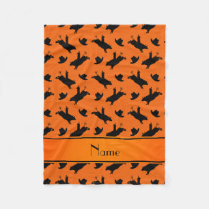 Aangepaste naam oranje rodeo bull-rijpatroon fleece deken