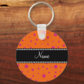 Aangepaste naam oranje roze poka-punten sleutelhanger (Voorkant)