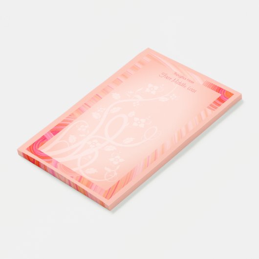 Aangepaste naam Oranje roze witte wervelkolom Post-it® Notes (Schuin)