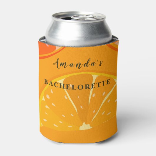 Aangepaste naam Oranje Slice Bachelorette Koelbox Blikjeskoeler (Blikje Voorkant)