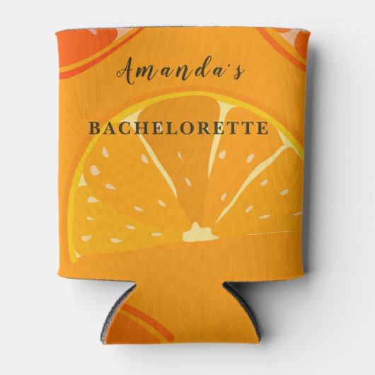 Aangepaste naam Oranje Slice Bachelorette Koelbox Blikjeskoeler (Voorkant)