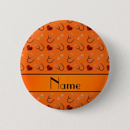 Aangepaste naam oranje-stethoscoopverband ronde button 5,7 cm (Voorkant)