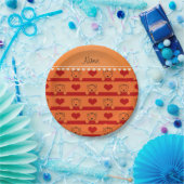 Aangepaste naam oranje tijgers rode hartenstrepen papieren bordje (Feest)