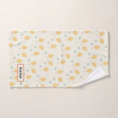 Aangepaste naam oranje tropische bladeren crème bad handdoek (Handdoek)