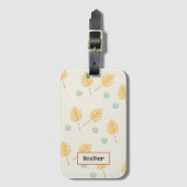 Aangepaste naam oranje tropische bladeren crème bagagelabel (Voorkant (verticaal))