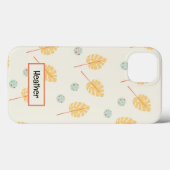 Aangepaste naam oranje tropische bladeren crème Case-Mate iPhone case (Achterkant (horizontaal))