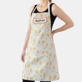 Aangepaste naam oranje tropische bladeren crème schort (Insitu)