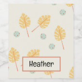 Aangepaste naam oranje tropische bladeren crème wijn etiket (Enkel label)