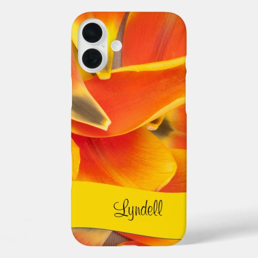Aangepaste naam Oranje Tulip Flower Petals Foto Case-Mate iPhone Case (Achterkant)