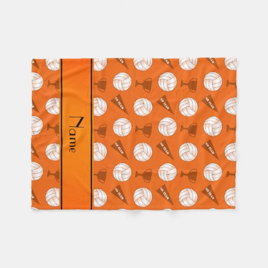 Aangepaste naam oranje volleybaltrofevlag fleece deken (Voorkant (Horizontaal))