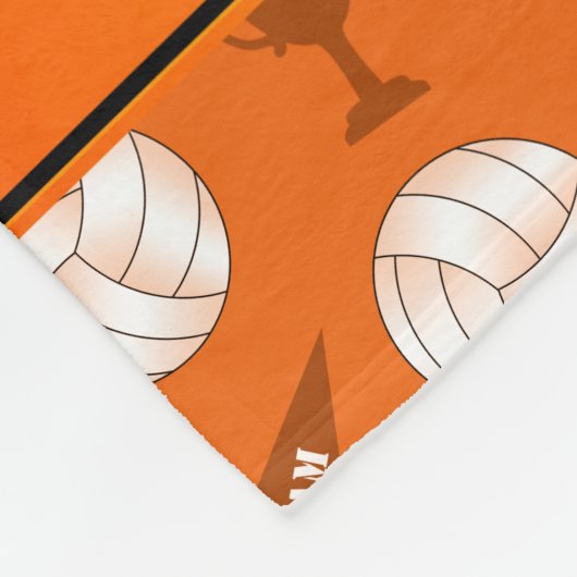 Aangepaste naam oranje volleybaltrofevlag fleece deken (Hoek)