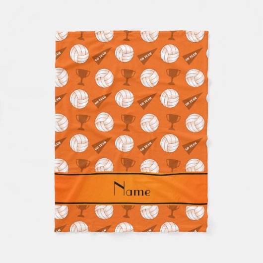 Aangepaste naam oranje volleybaltrofevlag fleece deken (Voorkant)