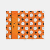 Aangepaste naam oranje volleybalzwarte sterren fleece deken (Voorkant (Horizontaal))