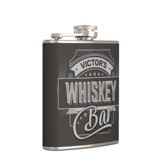 Aangepaste NAAM Oude Deluxe dranklabel Whiskey Bar Heupfles (Rechts)