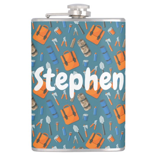 Aangepaste Naam Outdoor Gear Pattern Vinyl Heupfles (Voorkant)