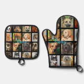 Aangepaste naam Oven handschoen met honden Ovenwant & Pannenlap Set (Voorkant)