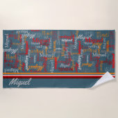 Aangepaste naam overal op grafische tekst blauw gr strandlaken (Voorkant)