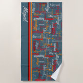 Aangepaste naam overal op grafische tekst blauw gr strandlaken (Voorkant)